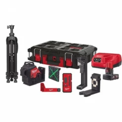 Mesure Contrôle Soldes Magasin 18 Laser Multipoints, Croix Et Plan MILWAUKEE Laser 3 Lignes Vert 12V 4Ah - M12 3PLKIT-401P - 4933478960